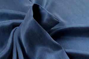 Cupro Viscose Blend Twill, Vegan Certified - Classic Blue (Remnant)