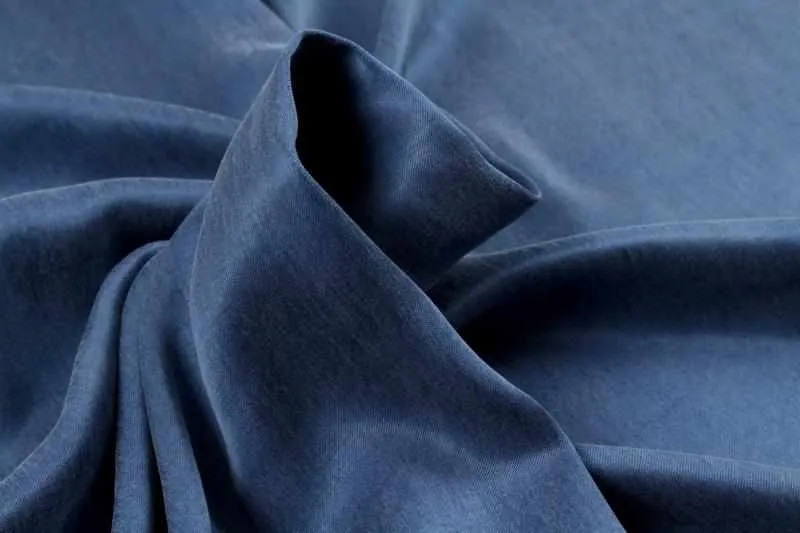 Cupro Viscose Blend Twill, Vegan Certified - Classic Blue (Remnant)