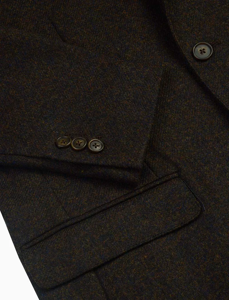 Dark Brown Melange Twill Lambswool Blazer