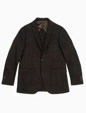 Dark Brown Melange Twill Lambswool Blazer