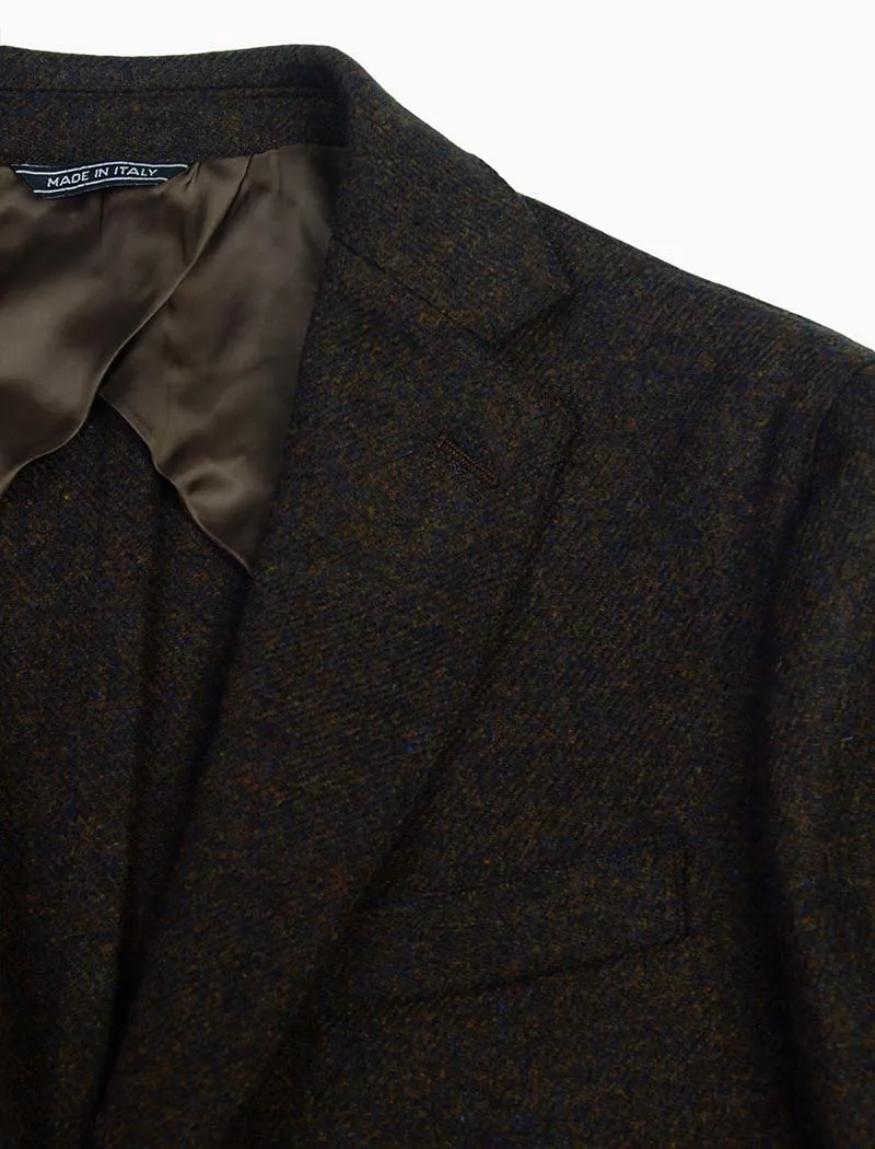Dark Brown Melange Twill Lambswool Blazer