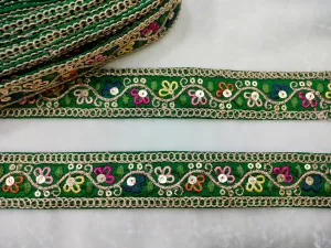 Dark Green Embroidered Lace