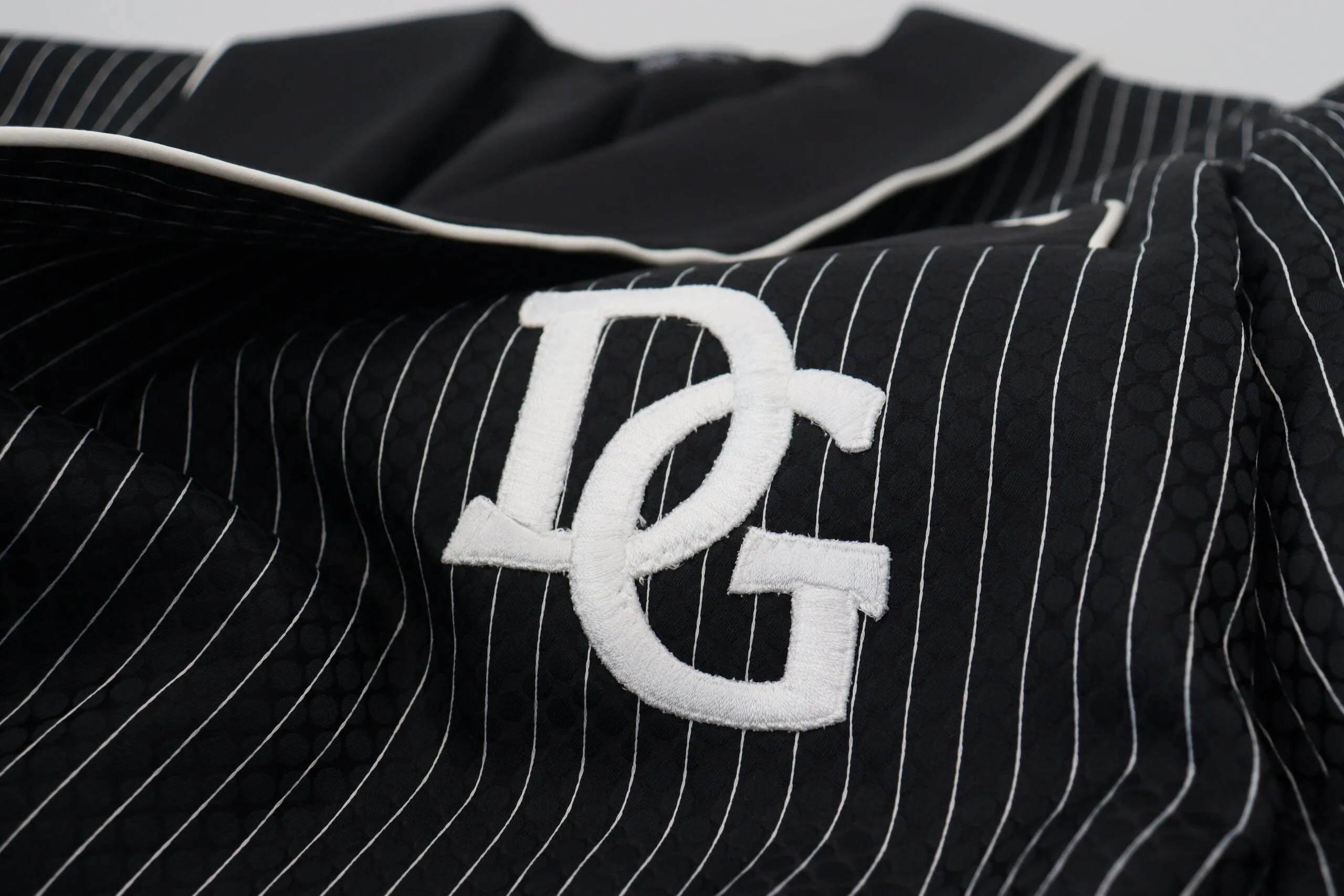 Dolce & Gabbana Black Robe Striped DG Patch Jacket Men Blazer