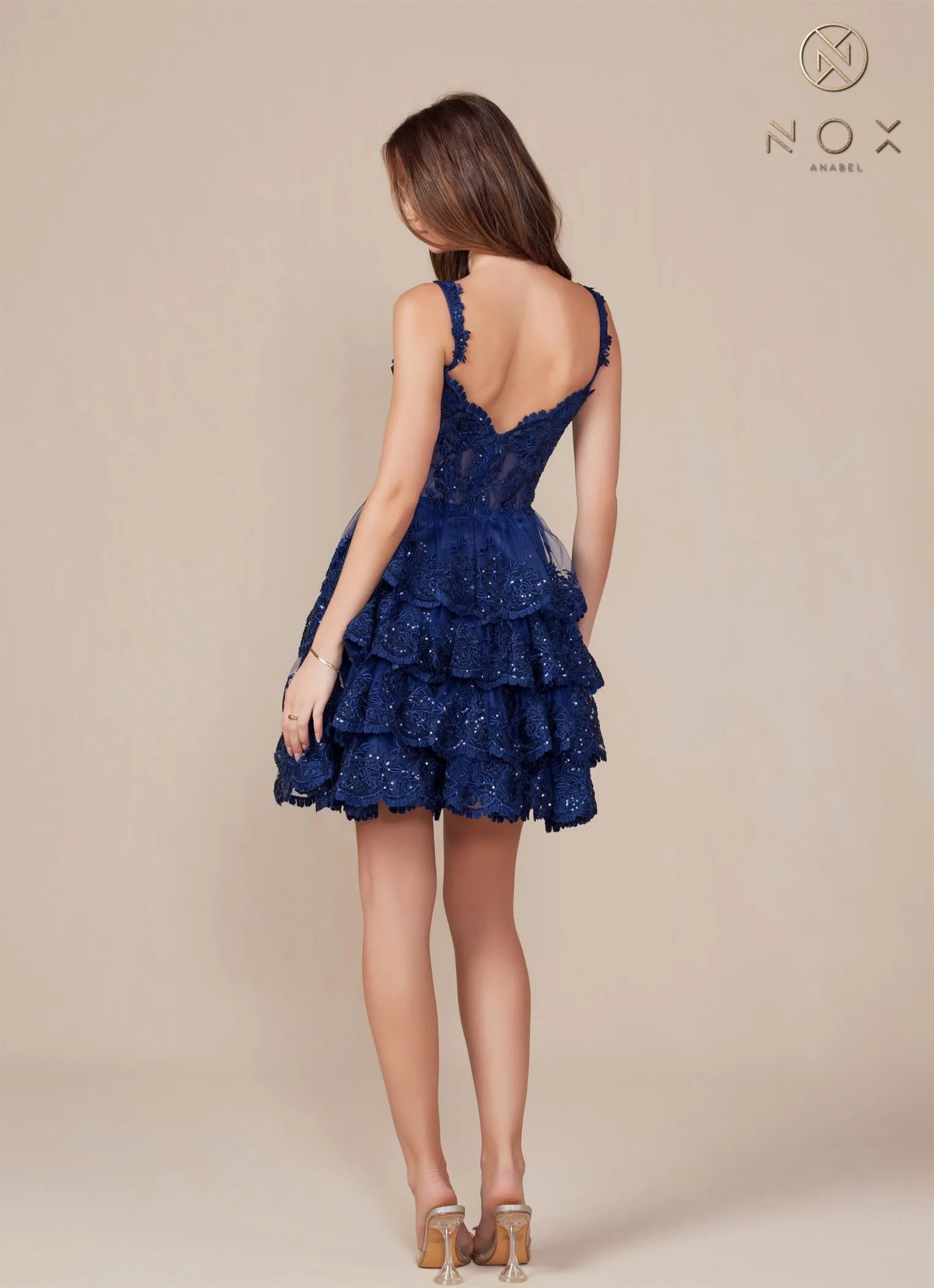 Embroidered A-line Tiered Dress_R880