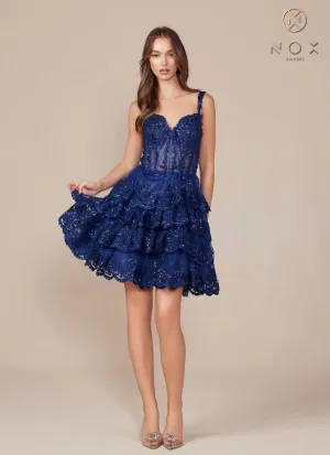 Embroidered A-line Tiered Dress_R880