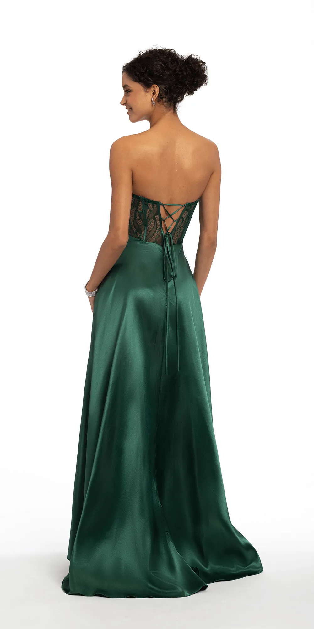 Embroidered Illusion Satin Sweetheart Ballgown with Pockets