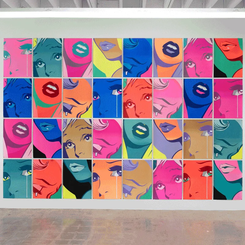 Eyes Royal Blue & Fuchsia Emote Monoprints Silkscreen Print by Pose- Jordan Nickel