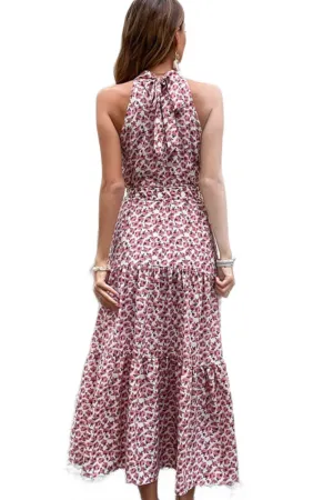 Floral Tie-Waist Tiered Dress
