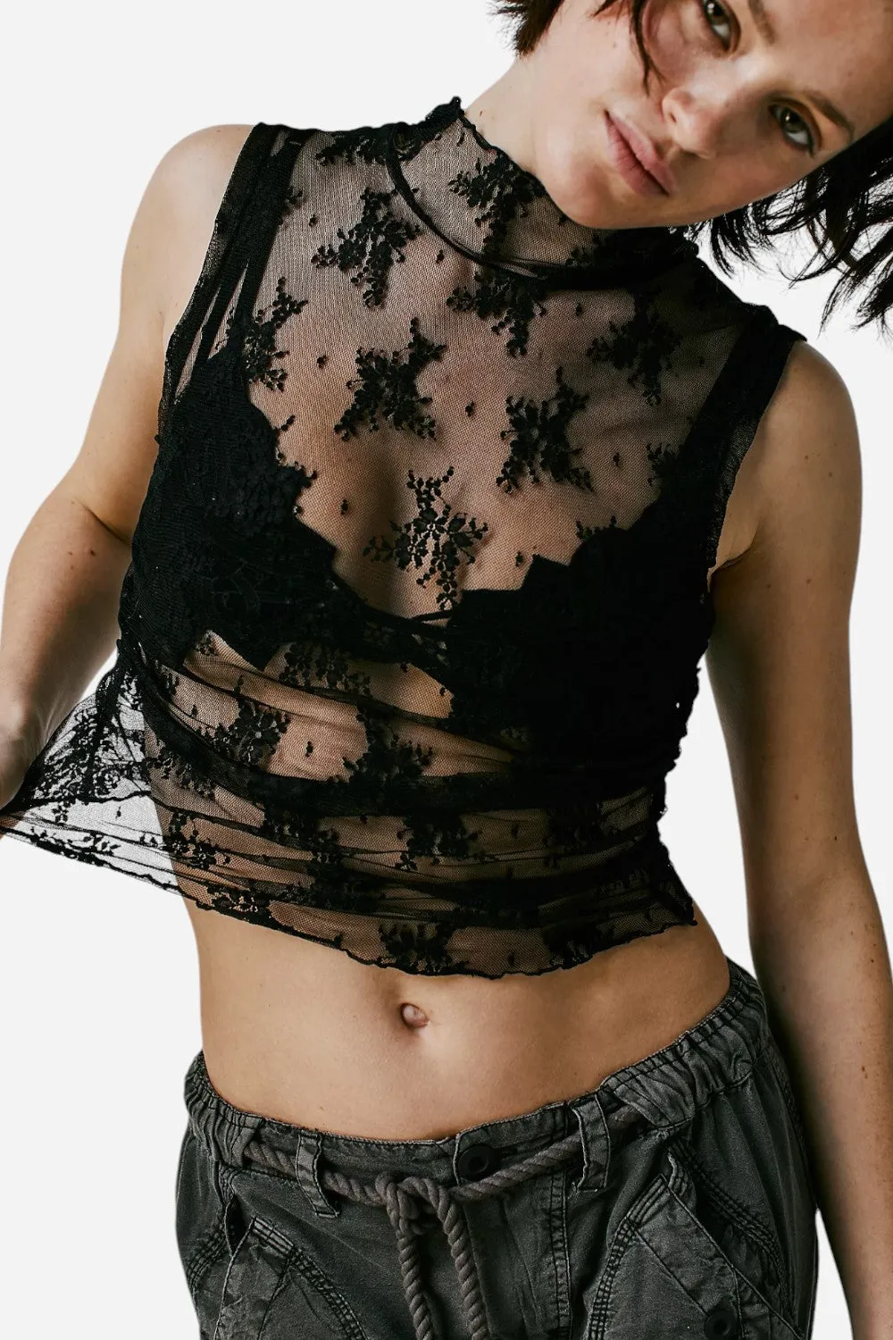 Free People Solid Nice Try Muscle Tank in Black