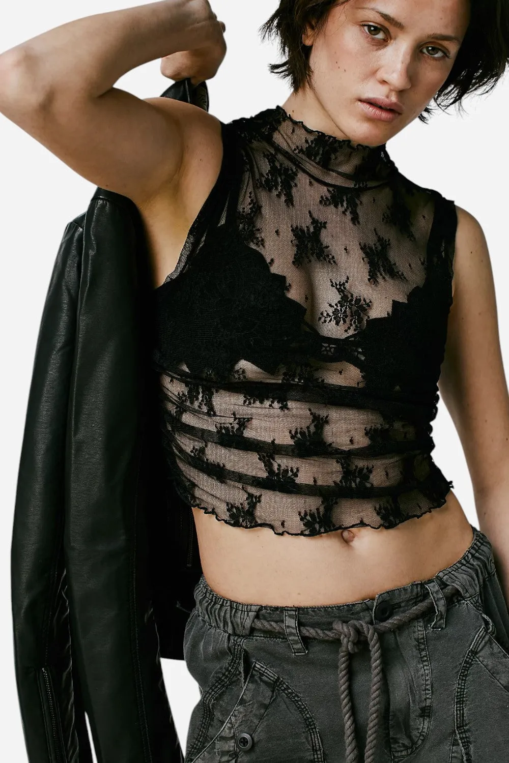 Free People Solid Nice Try Muscle Tank in Black