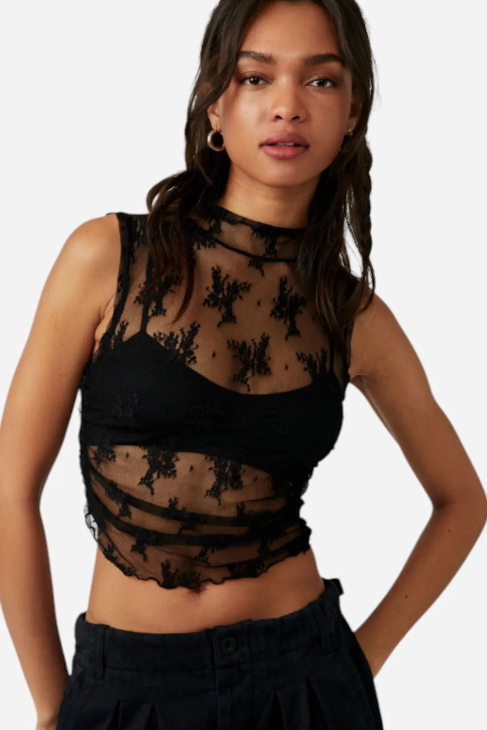 Free People Solid Nice Try Muscle Tank in Black