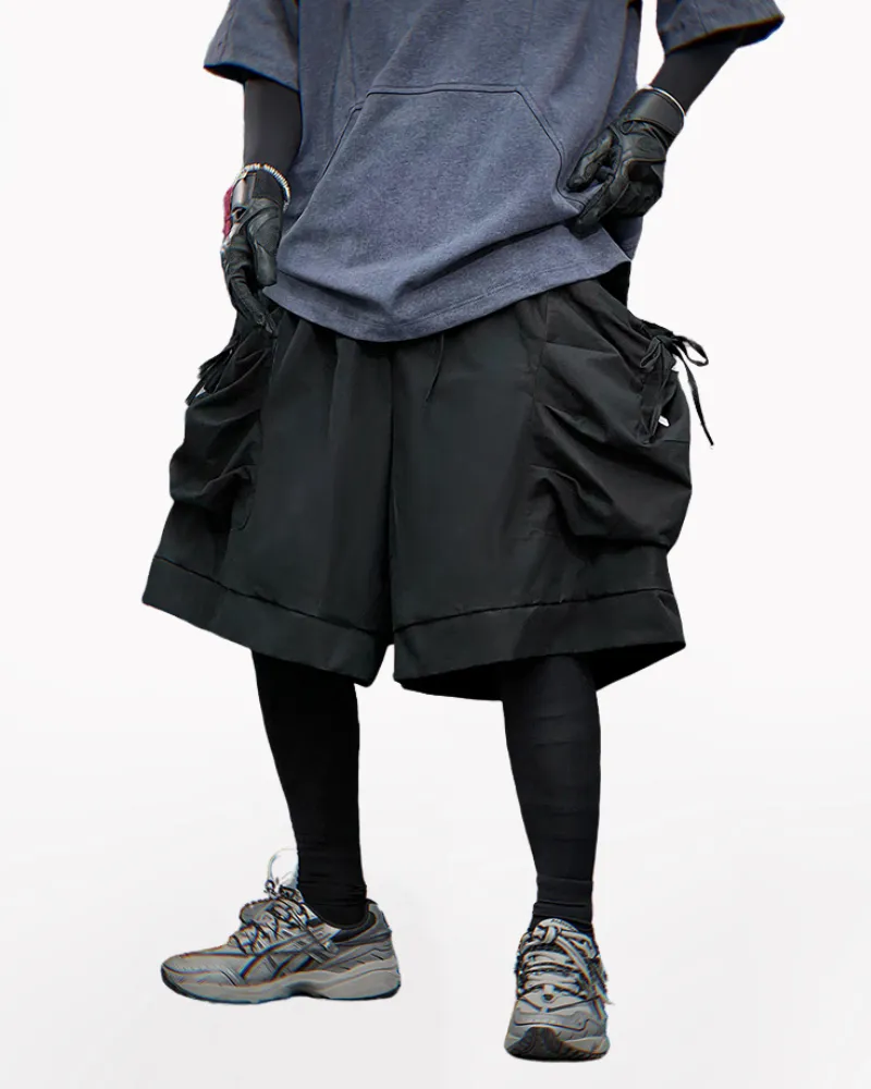 Functional Drawstring Pocket Cargo Shorts