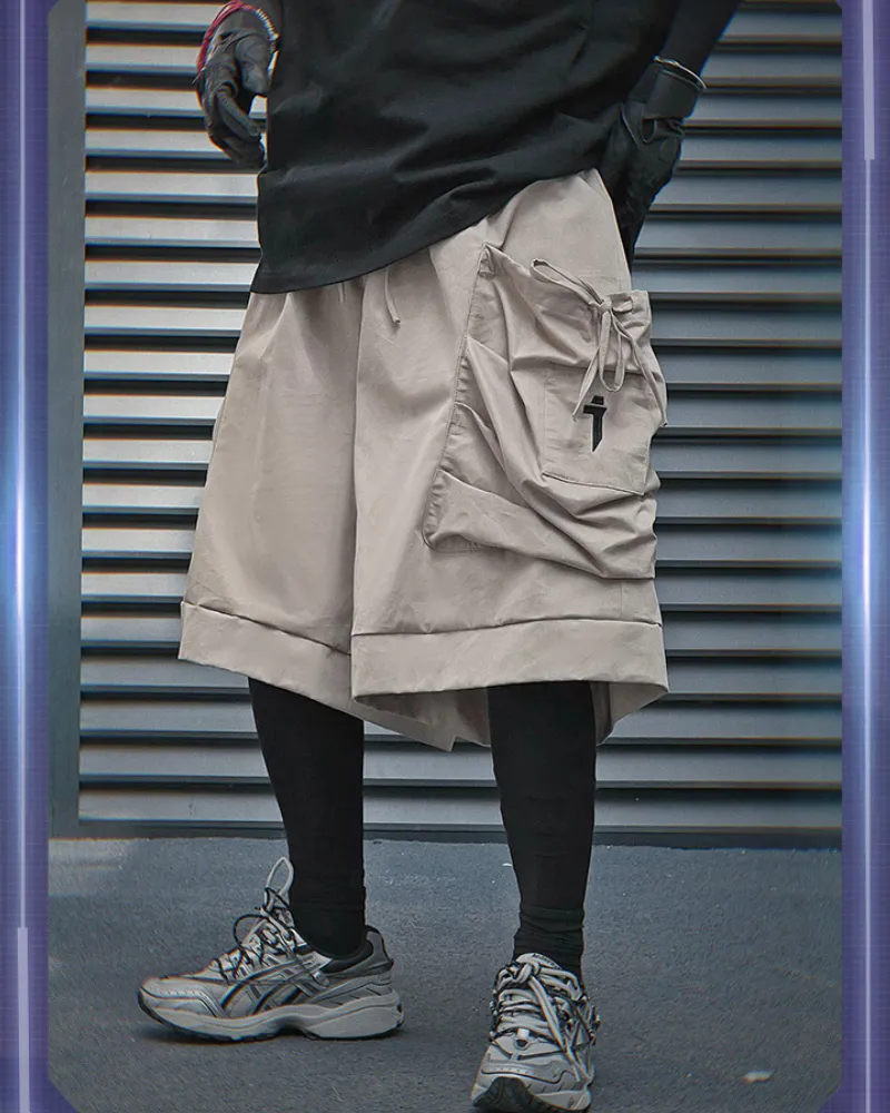 Functional Drawstring Pocket Cargo Shorts