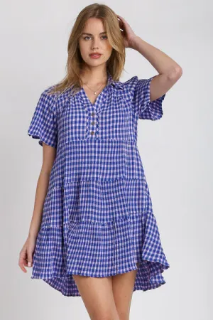 Gingham Tiered Mini Dress