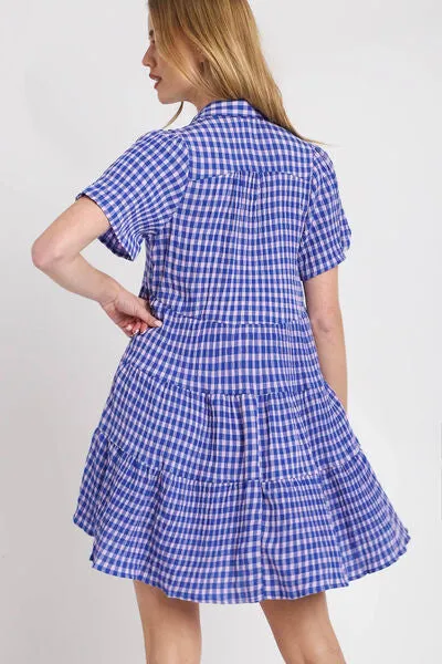 Gingham Tiered Mini Dress