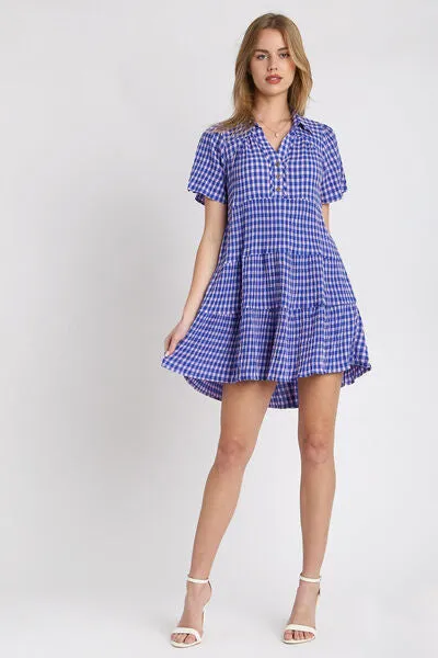 Gingham Tiered Mini Dress