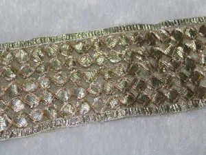 Golden Criss Cross Gota Work Embroidered Border
