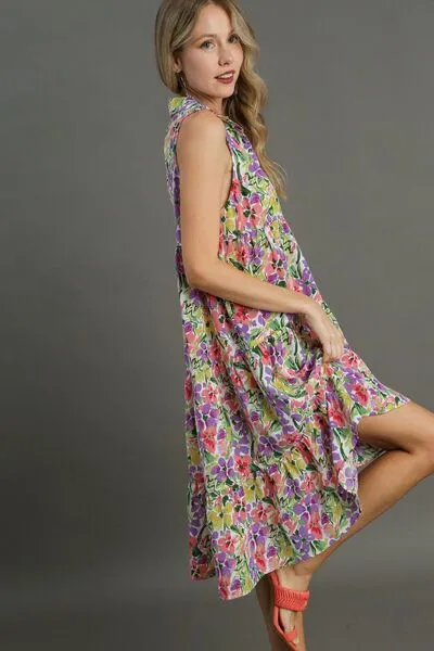 High-Low Hem Floral Tiered Dress
