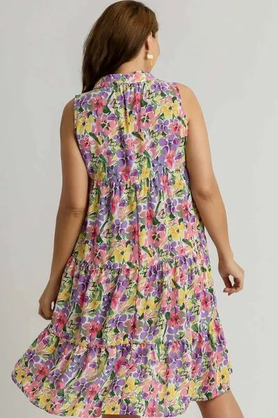 High-Low Hem Floral Tiered Dress