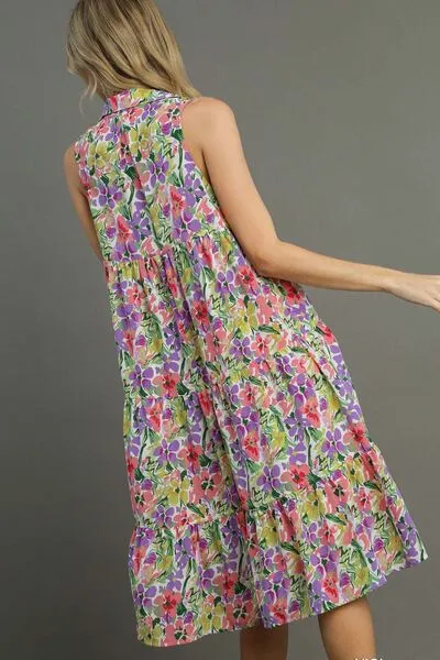 High-Low Hem Floral Tiered Dress