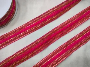 Hot Pink Fancy Zari Trim