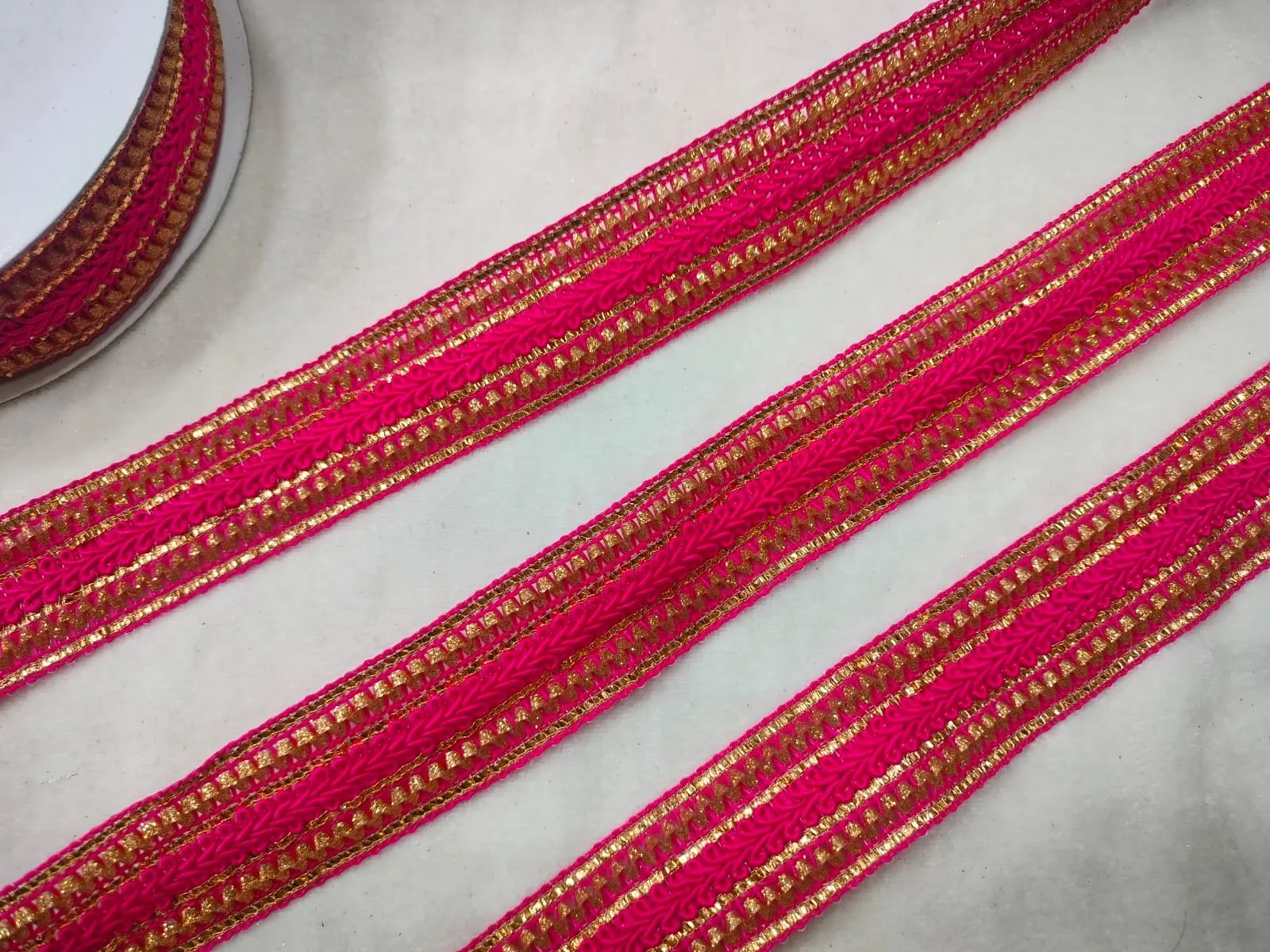 Hot Pink Fancy Zari Trim