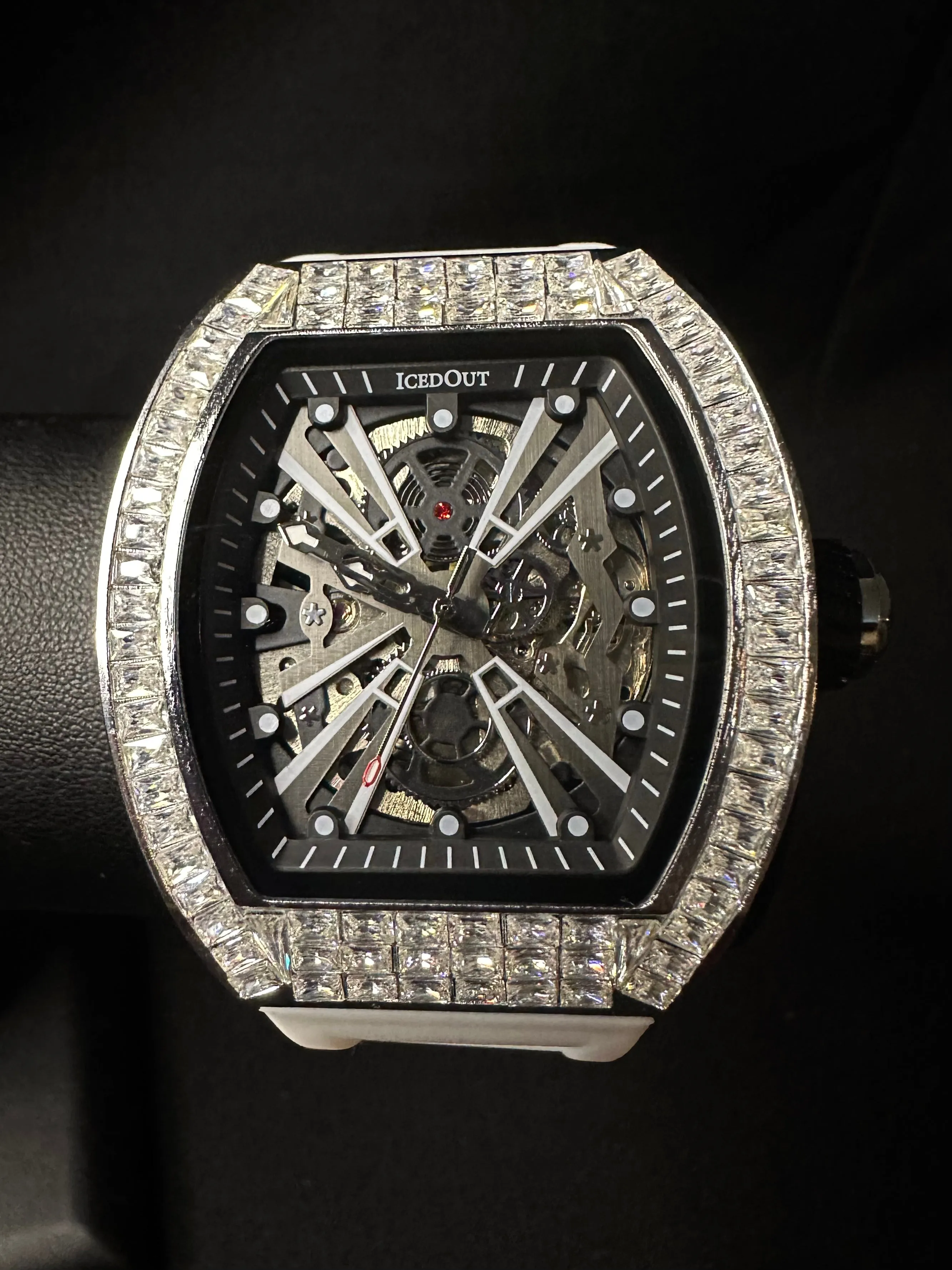 IcedOut Elite Baguette Watch - white ice