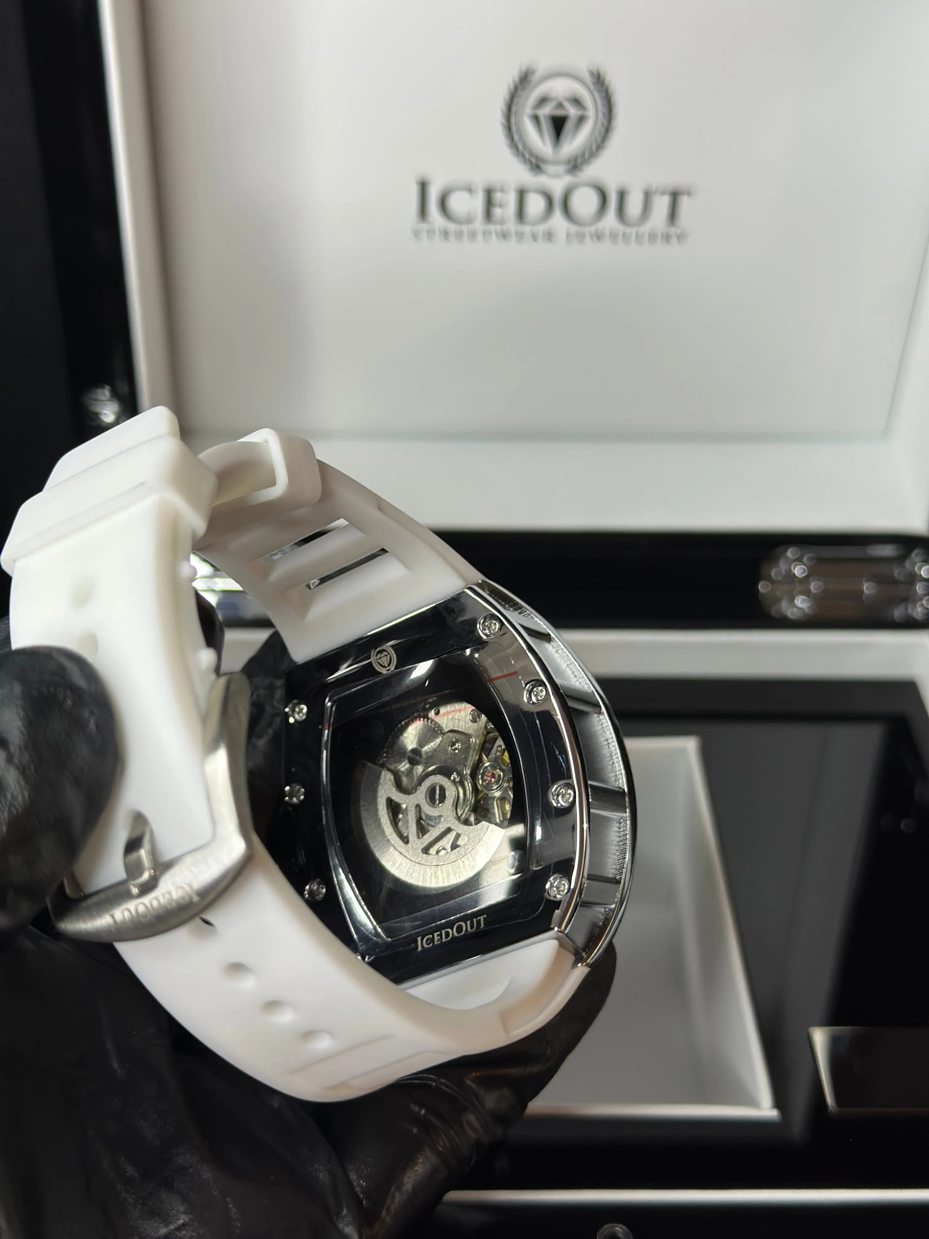 IcedOut Elite Baguette Watch - white ice