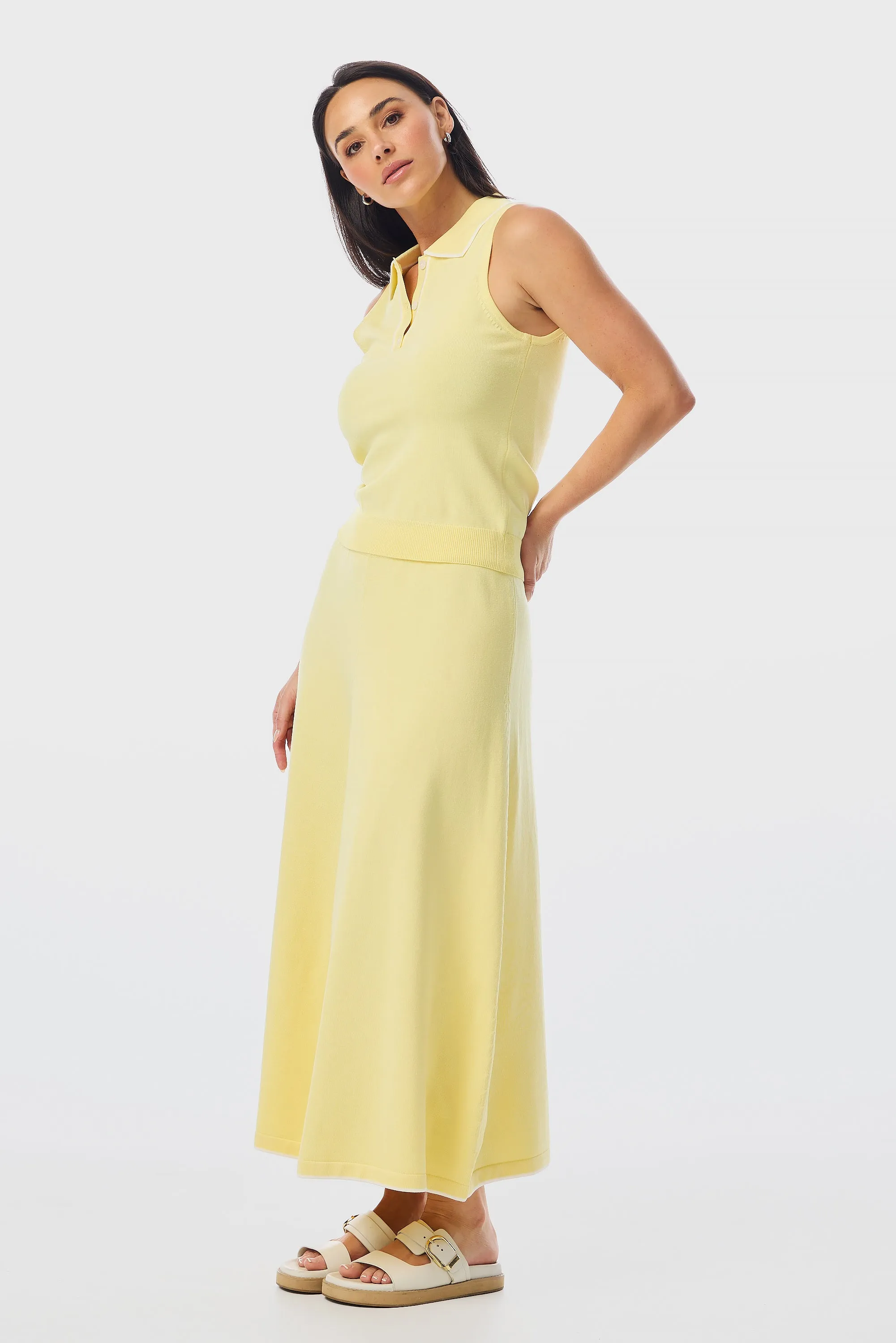Knit Polo Tank - Limoncello