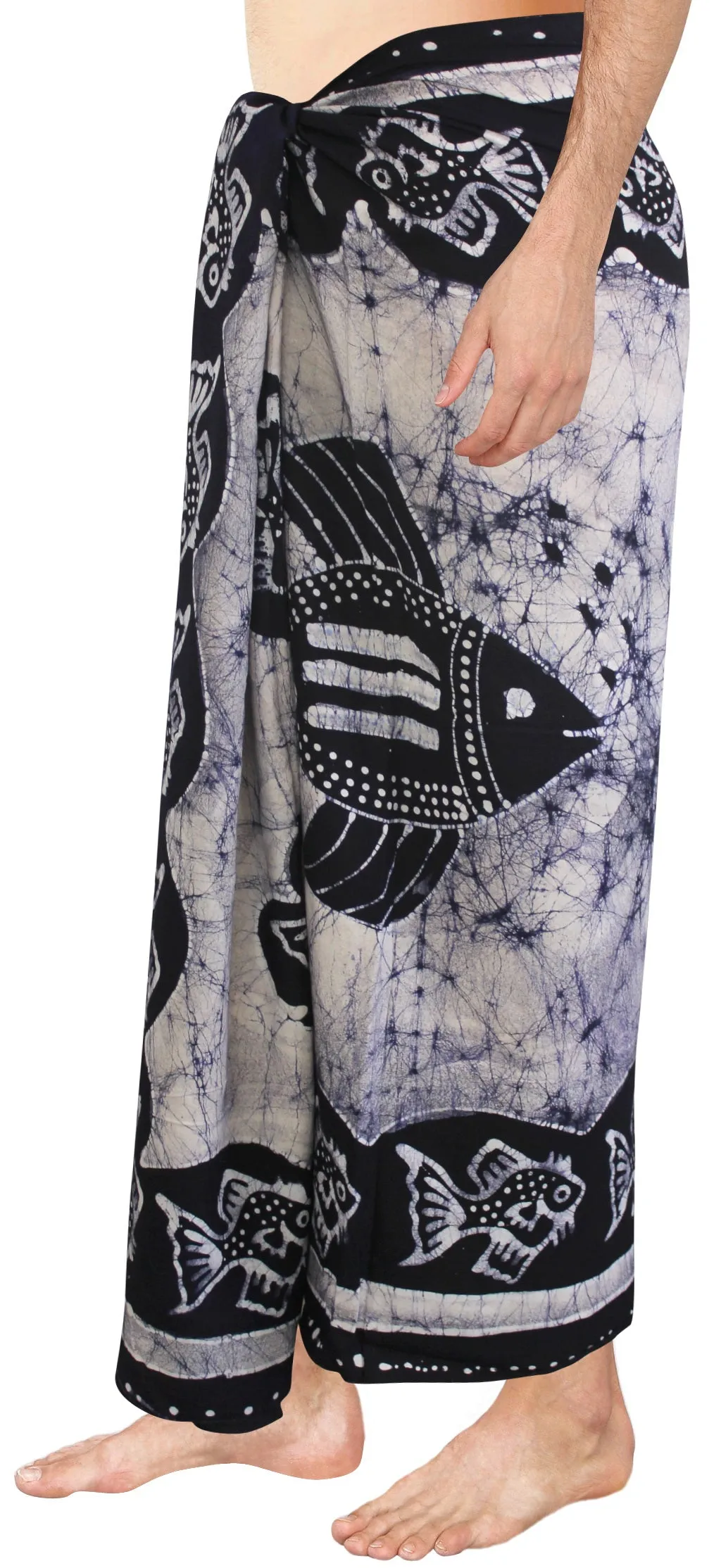 La Leela Men's Hawaiian Beach Wrap Sheer Sarong Swimming Bathing Suit Towel Beachwear Swim Pareo Cover up Long 72"X42"  Blue 130608