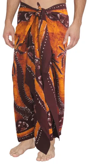 La Leela Men's Hawaiian Beach Wrap Sheer Sarong Swimming Bathing Suit Towel Beachwear Swim Pareo Cover up Long 72"X42"  Brown 130633