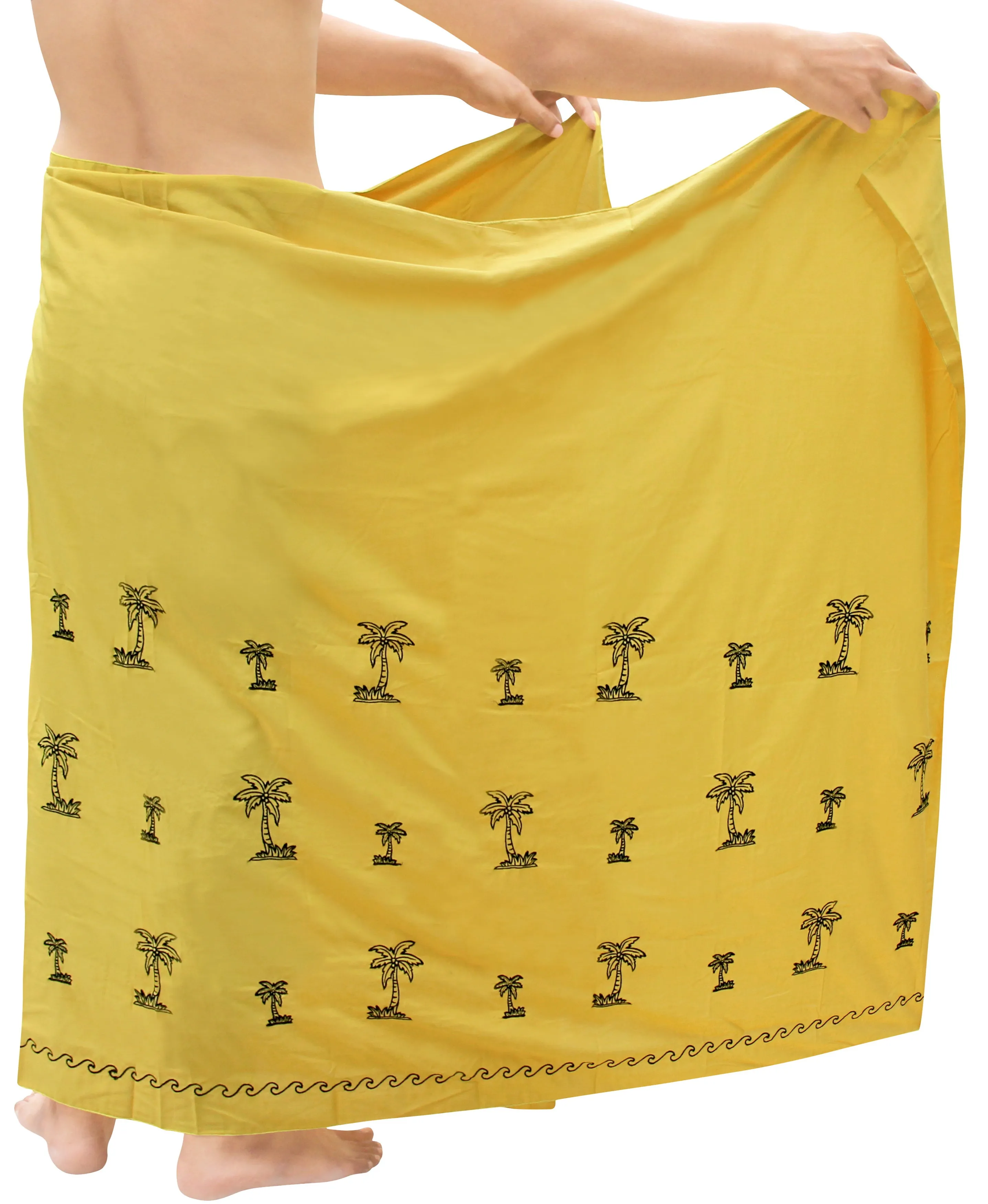 La Leela Men's Hawaiian Beach Wrap Sheer Sarong Swimming Bathing Suit Towel Beachwear Swim Pareo Cover up Long 72"X42"  Green 127067