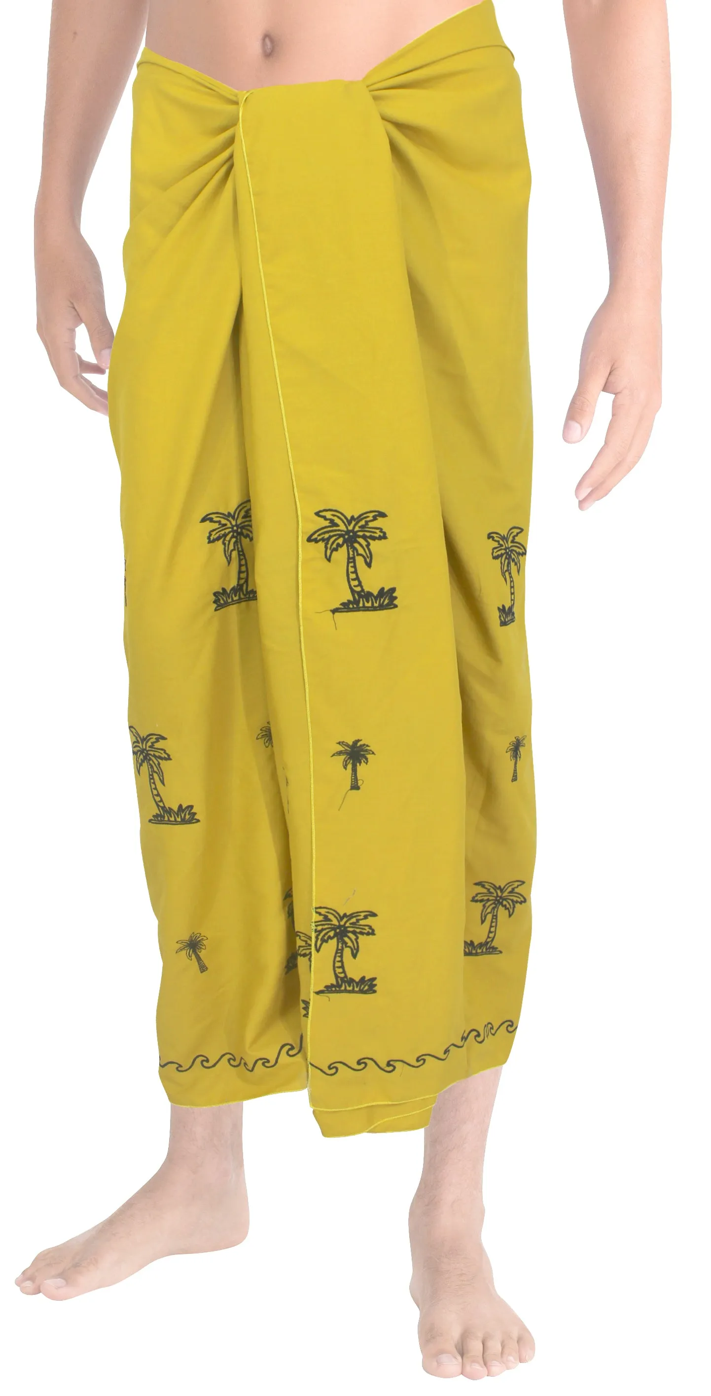 La Leela Men's Hawaiian Beach Wrap Sheer Sarong Swimming Bathing Suit Towel Beachwear Swim Pareo Cover up Long 72"X42"  Green 127067