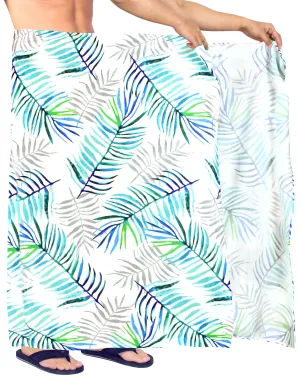 La Leela Men's Hawaiian Beach Wrap Sheer Sarong Swimming Bathing Suit Towel Beachwear Swim Pareo Cover up Long 72"X42"  White 911452