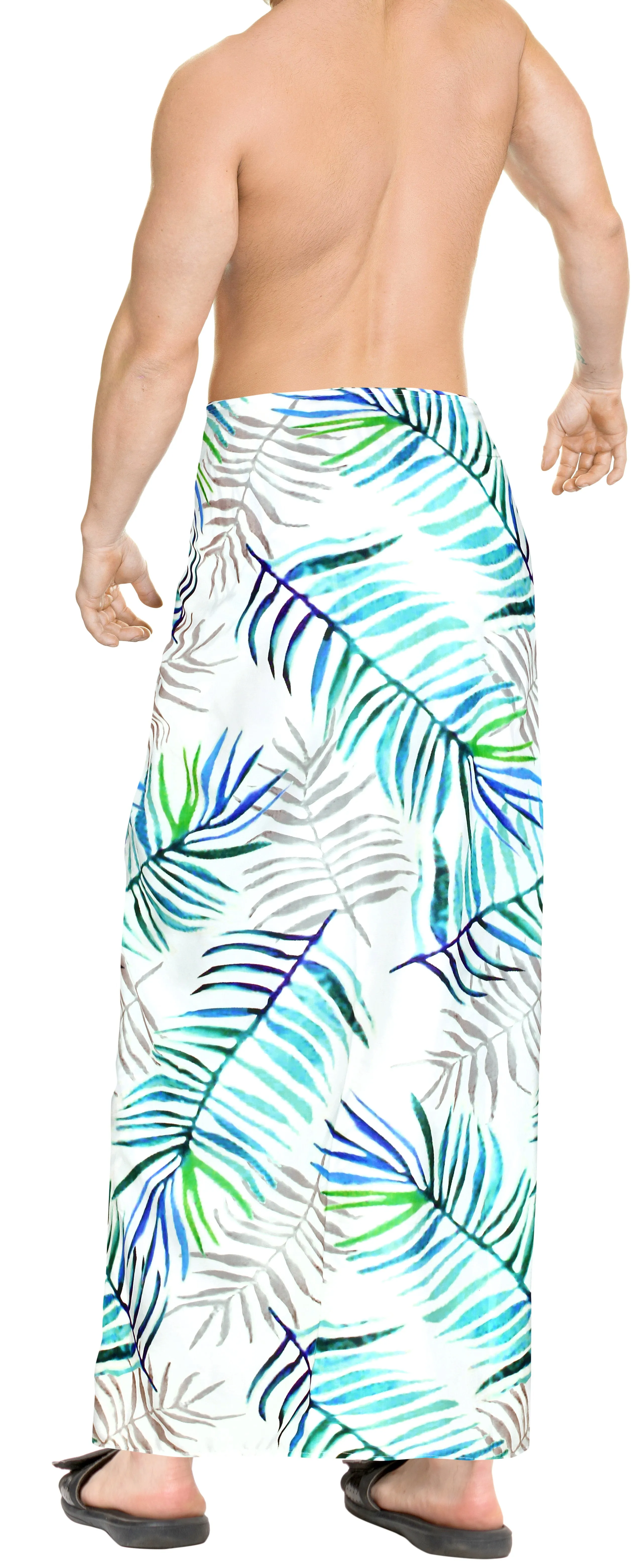 La Leela Men's Hawaiian Beach Wrap Sheer Sarong Swimming Bathing Suit Towel Beachwear Swim Pareo Cover up Long 72"X42"  White 911452