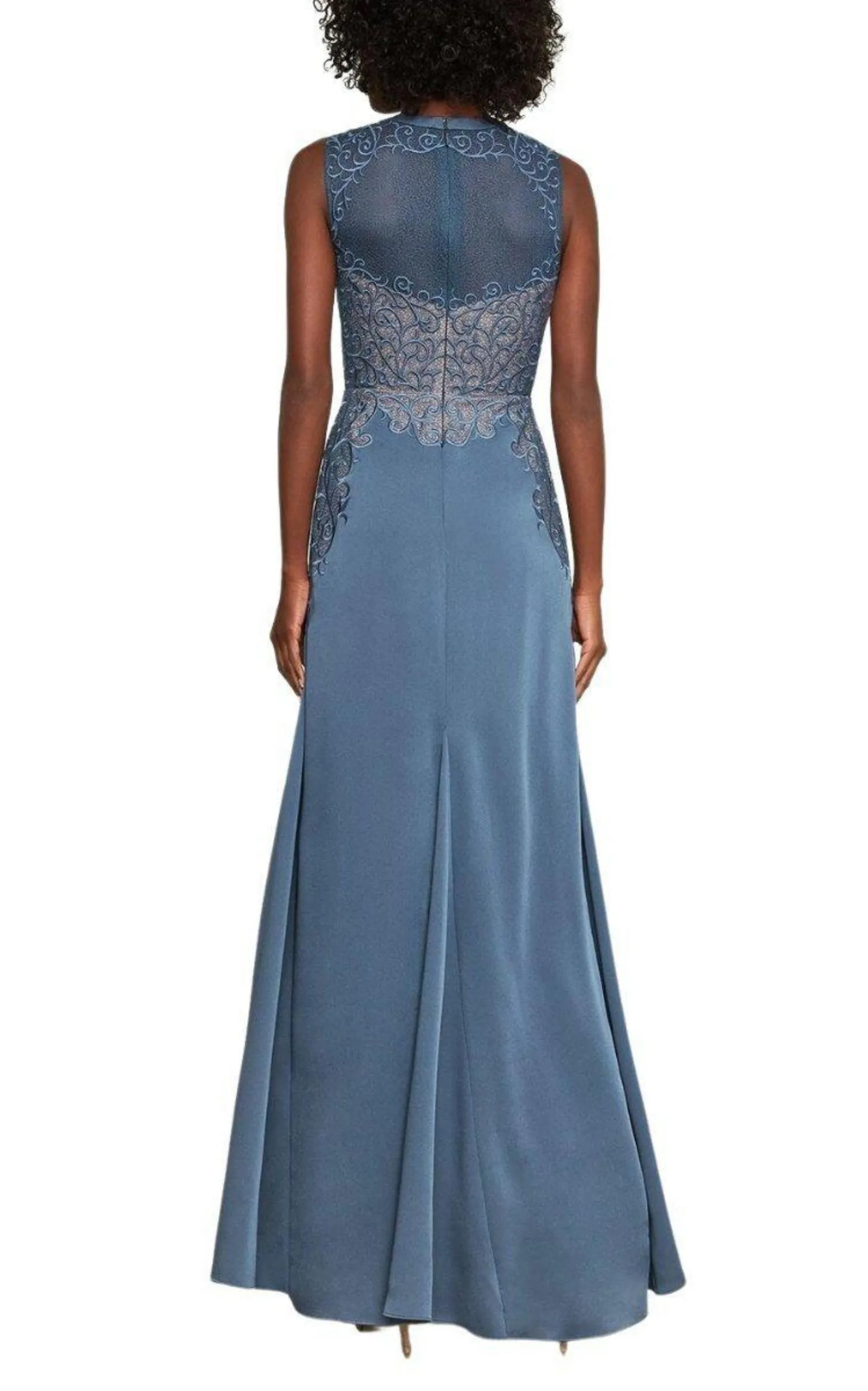 Lace Embroidered Satin Gown