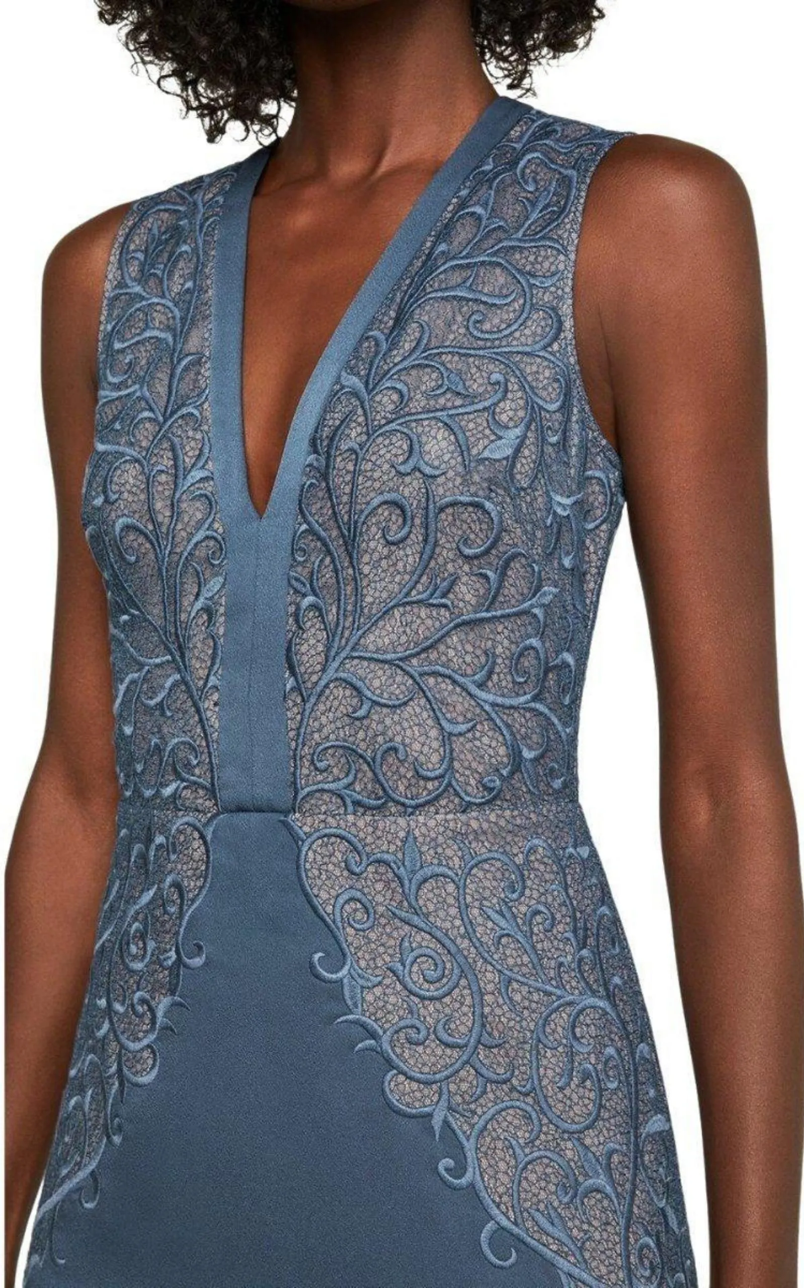 Lace Embroidered Satin Gown