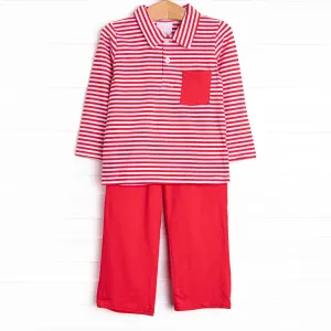 Levi Pocket Pant Set, Red Stripe