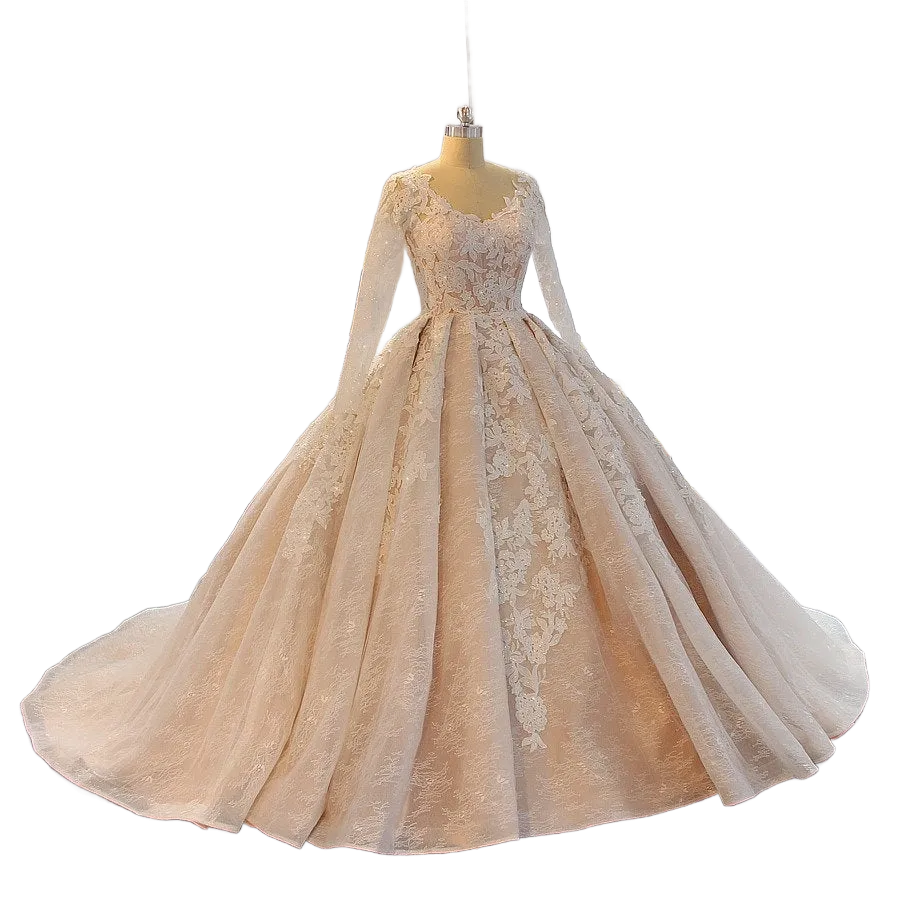 Long Sleeve Ballgown Princess Wedding Gown