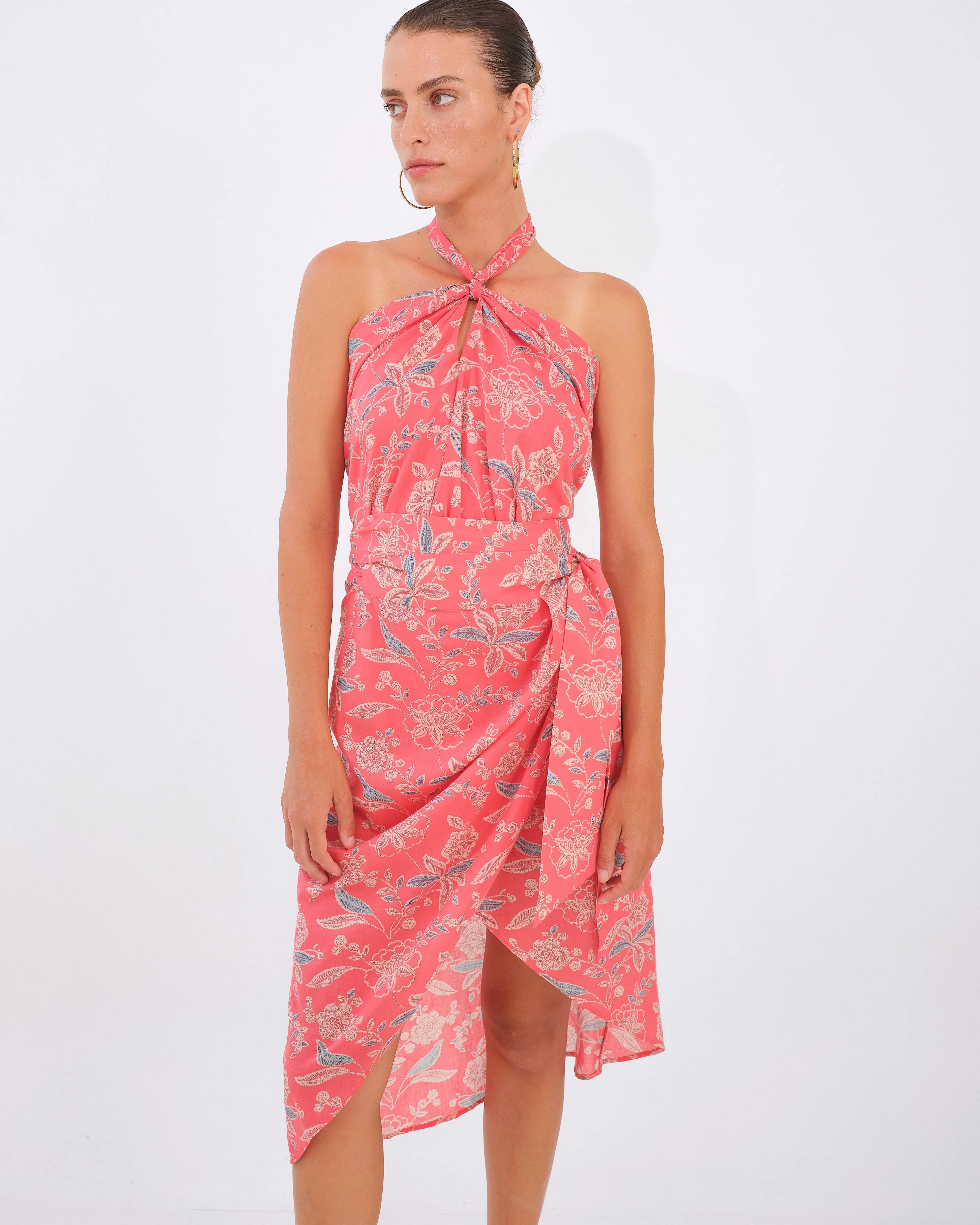Mai Sarong Skirt - Red Floral by Desert Queen