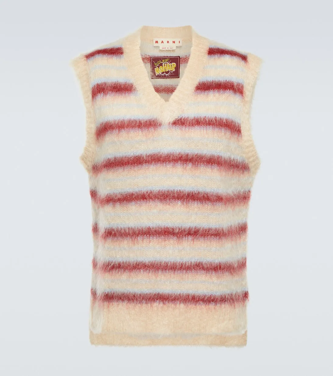 Marni striped wool blend vest, beige