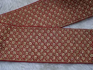 Maroon Embellished Stone Work Embroidered Border