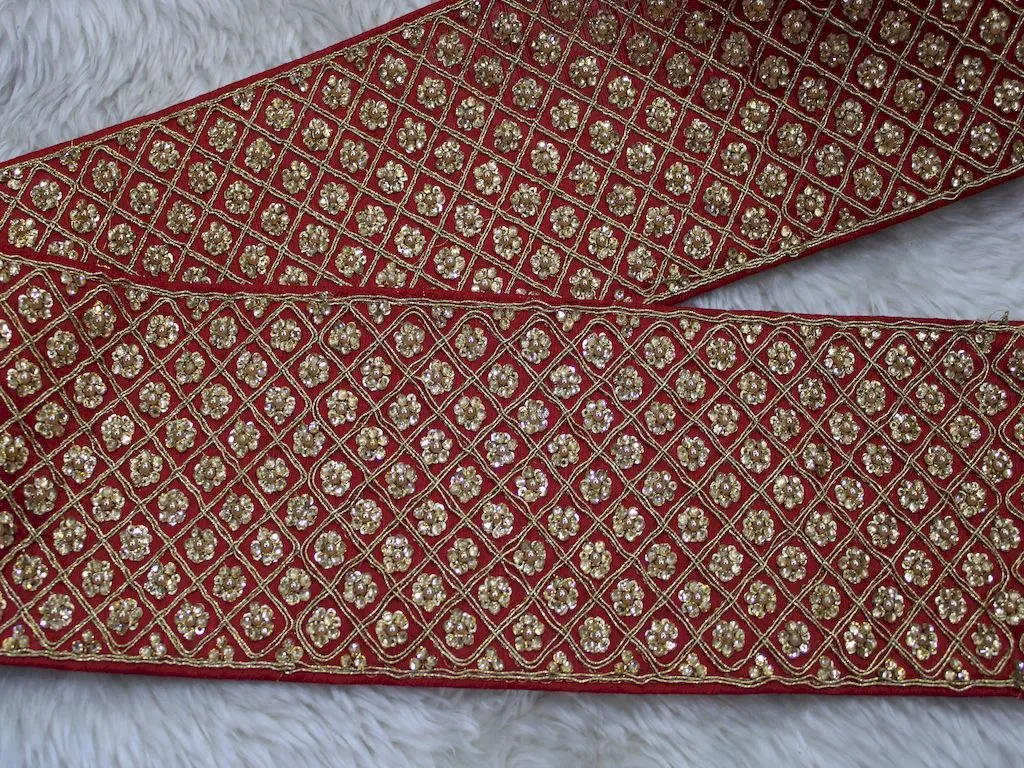 Maroon Embellished Stone Work Embroidered Border