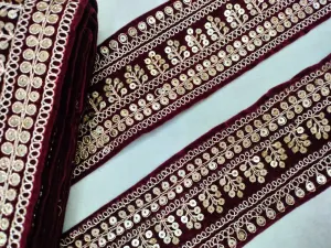 Maroon Embellished Trim