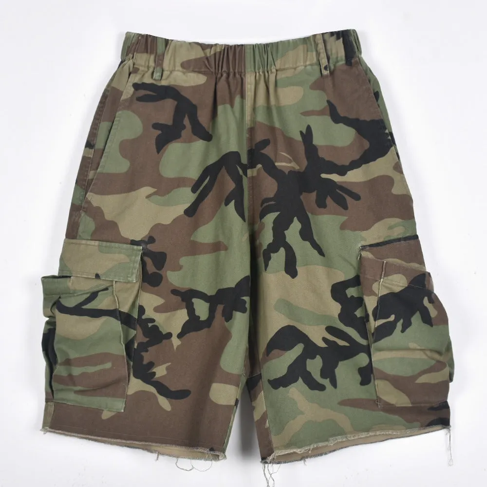 MB FASHION Camo Cargo Shorts with Elastic Waistband 6495LY