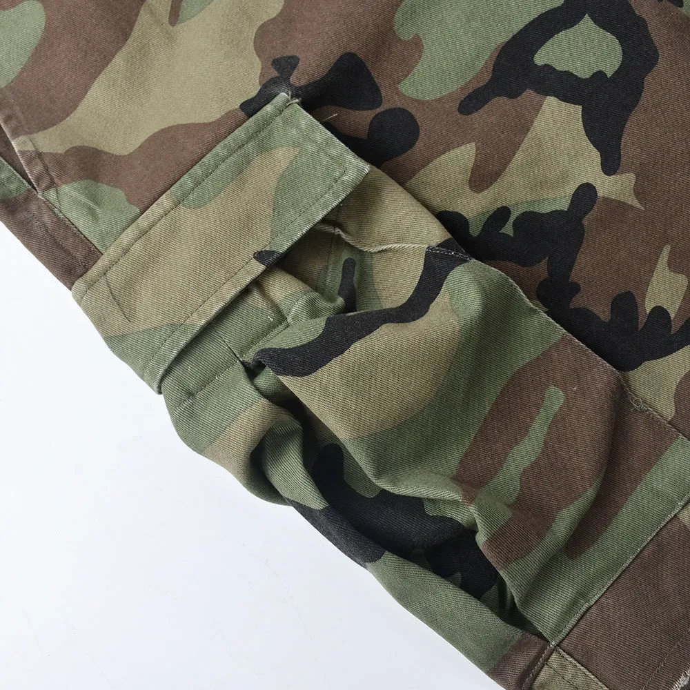 MB FASHION Camo Cargo Shorts with Elastic Waistband 6495LY