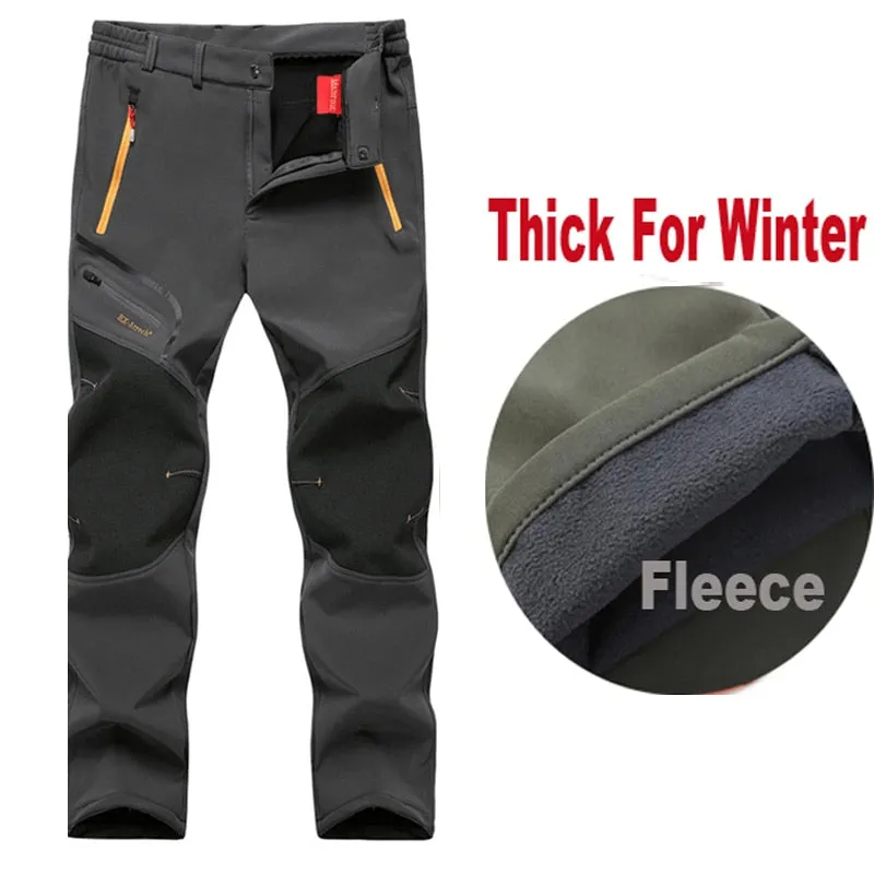 Men Oversized Plus size Winter Softshell Fleece Outdoor Pants Trekking Fish Camp Climb Hiking Ski Warm Travel Trousers Free ship