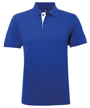 Mens classic fit contrast polo | Royal/White