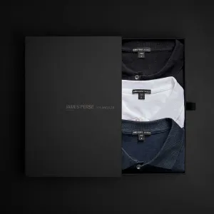 Men's Luxe Lotus Jersey Polo Gift Set - Black/White/French Navy