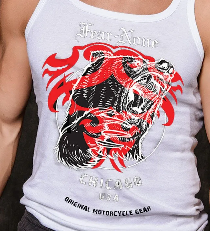 Men's Red Bear White Muscle Shirt